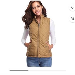 Tan Quilted Sleeveless Pocketed Fall Vest